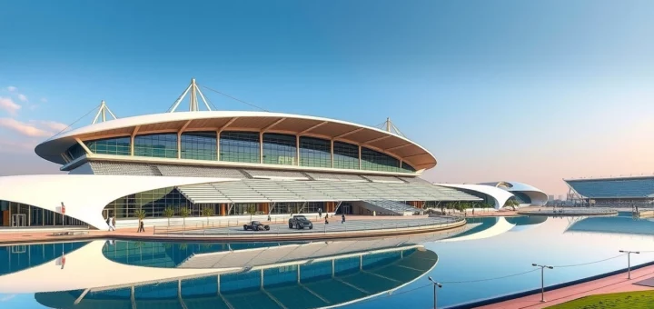 Vue de l'architecture du circuit de Yas Marina