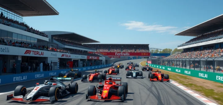 Une représentation photoréaliste d'une course de F1 illustrant les changements de format des Grands Prix.