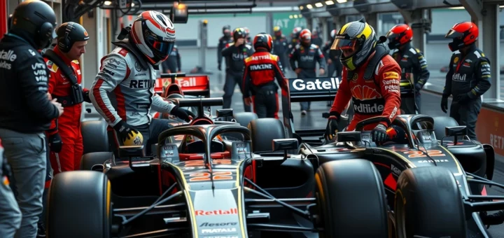 Un moment de tension lors d'un échange de pilotes en F1