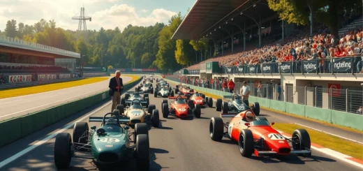 Une représentation photoréaliste du Grand Prix de Hockenheim, montrant le mélange de tradition et modernité.