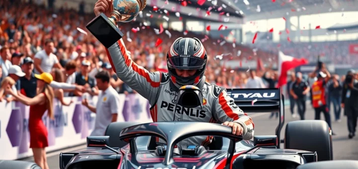 Un pilote de F1 sous-estime celebre une victoire surprenante sur le podium.