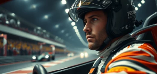 Un pilote de course au volant, symbolisant la vitesse et la pression familiale.