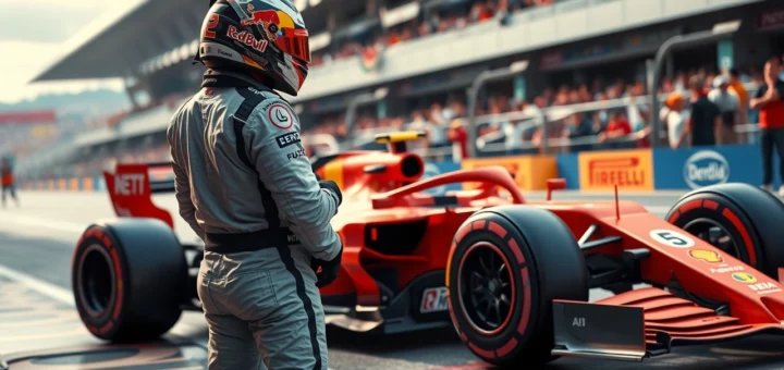 Un pilote de F1 debout à côté de sa voiture, illustrant la résilience.