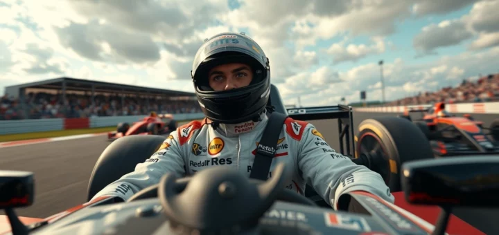 Un pilote de Formule 1 talentueux issu d'une petite écurie, en pleine course.