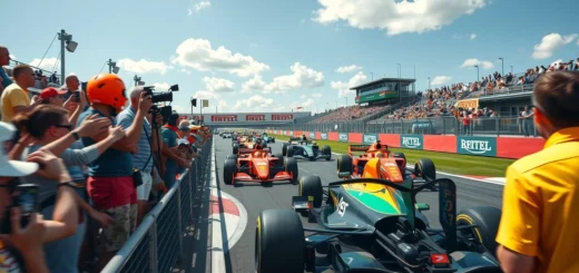 Un événement de course F1 animé mettant en évidence le rôle des médias dans sa popularité.