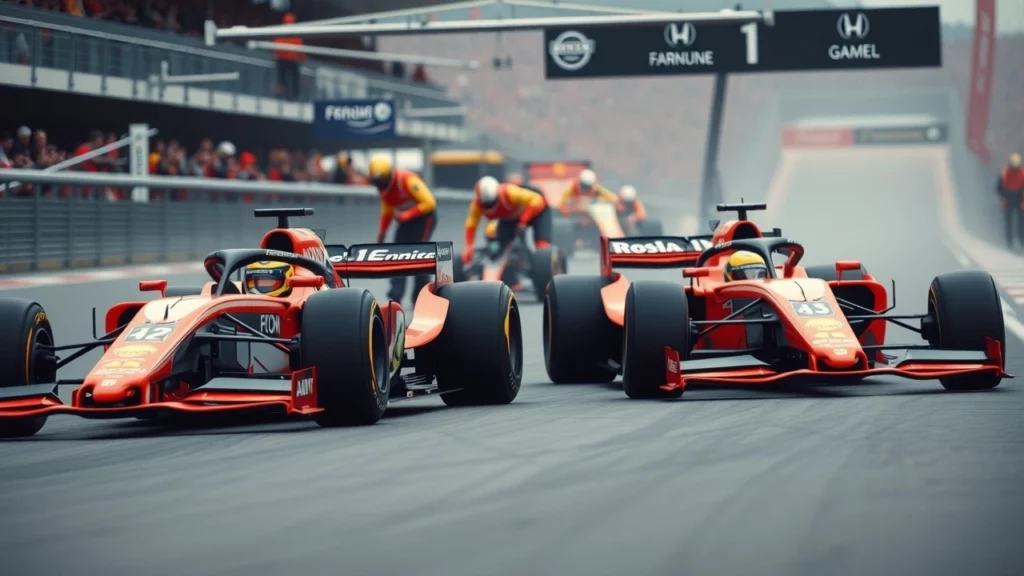 Une scène illustrant la rivalité entre pilotes et l'esprit d'équipe en Formule 1.