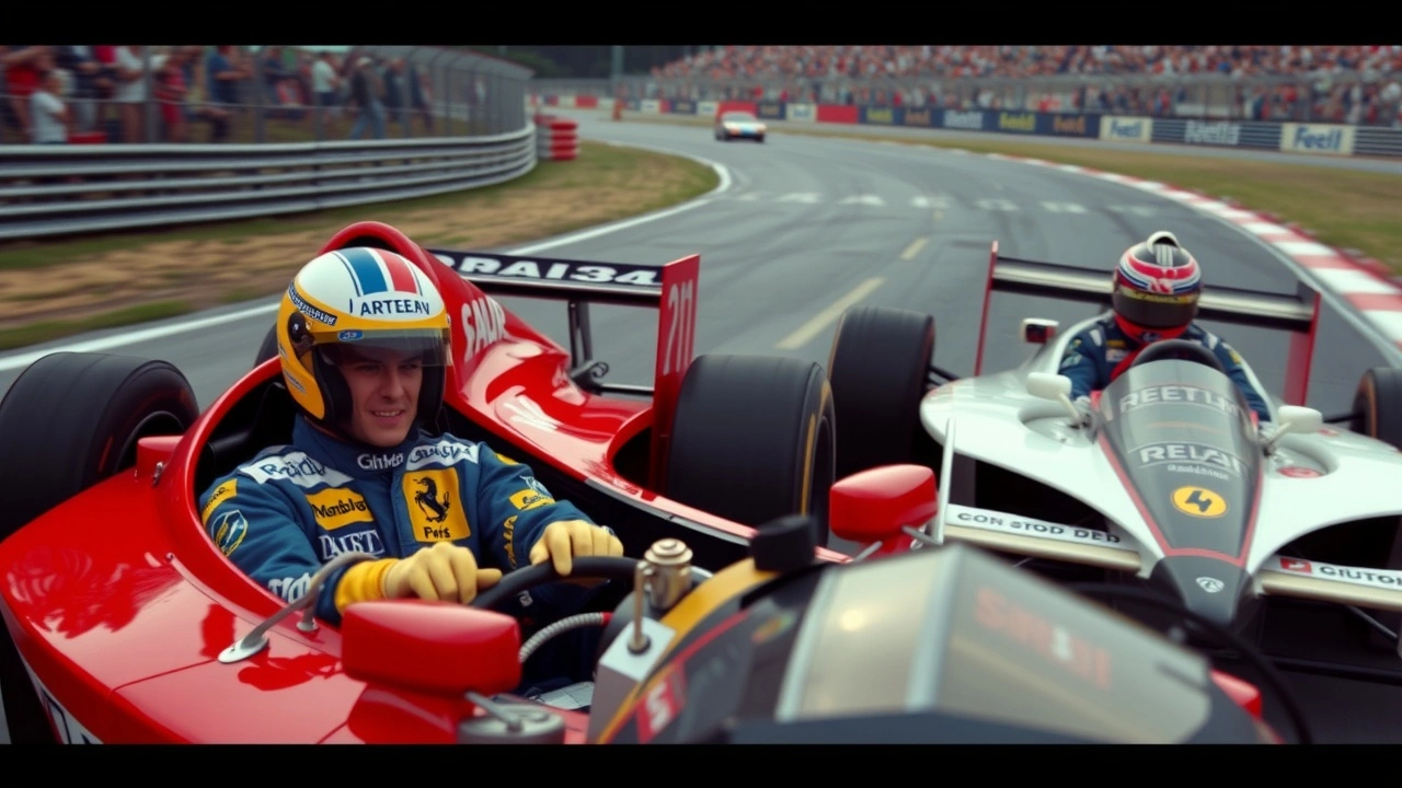 Ayrton Senna et Alain Prost lors d'une course de F1