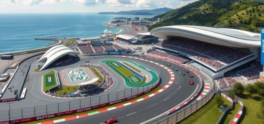 Vue photoréaliste du circuit de Sochi pendant un week-end de course de F1.