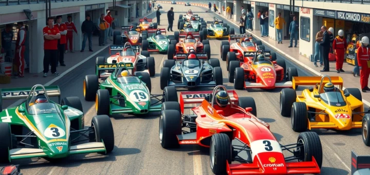 Illustration des voitures de F1 des écuries ayant misé sur des pilotes outsiders, modifiant l'histoire de la course.