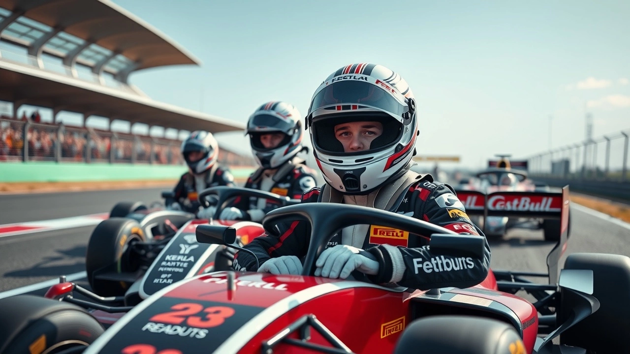 jeunes pilotes de Formule 1 sur un circuit