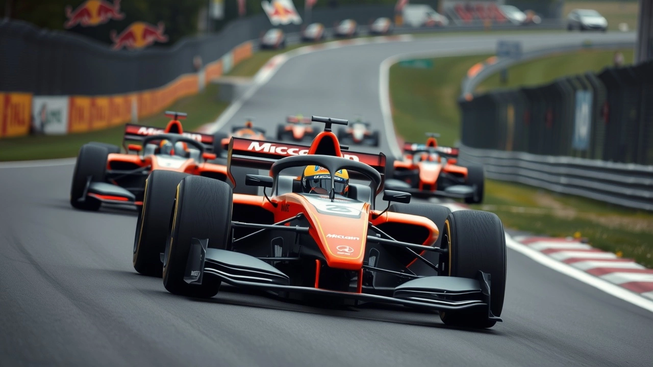 voiture de formule 1 McLaren en tête sur le circuit