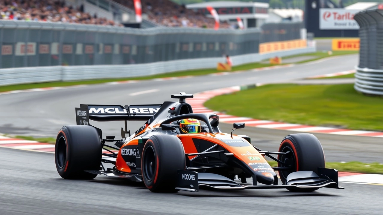 voiture de formule 1 mclaren sur un circuit au japon