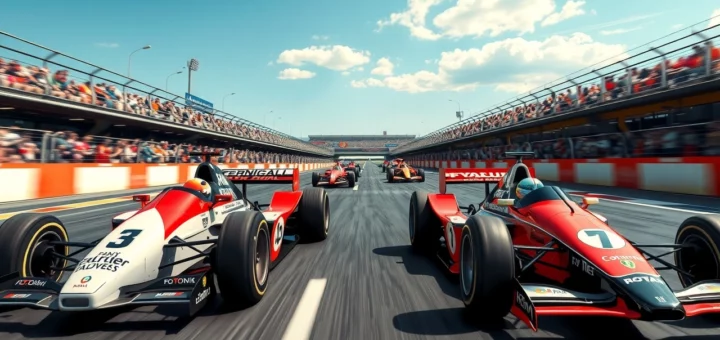 Une illustration photoréaliste des rivalités emblématiques de la Formule 1.