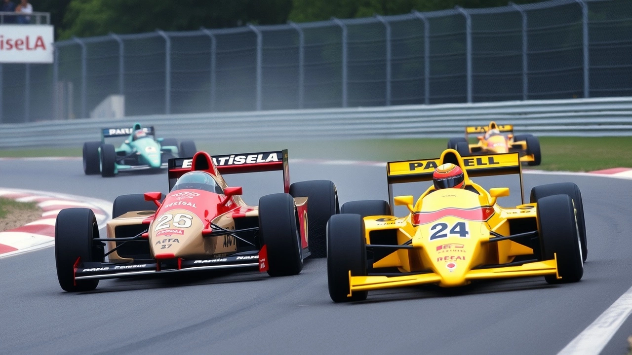 Alain Prost et Ayrton Senna en course sur circuit