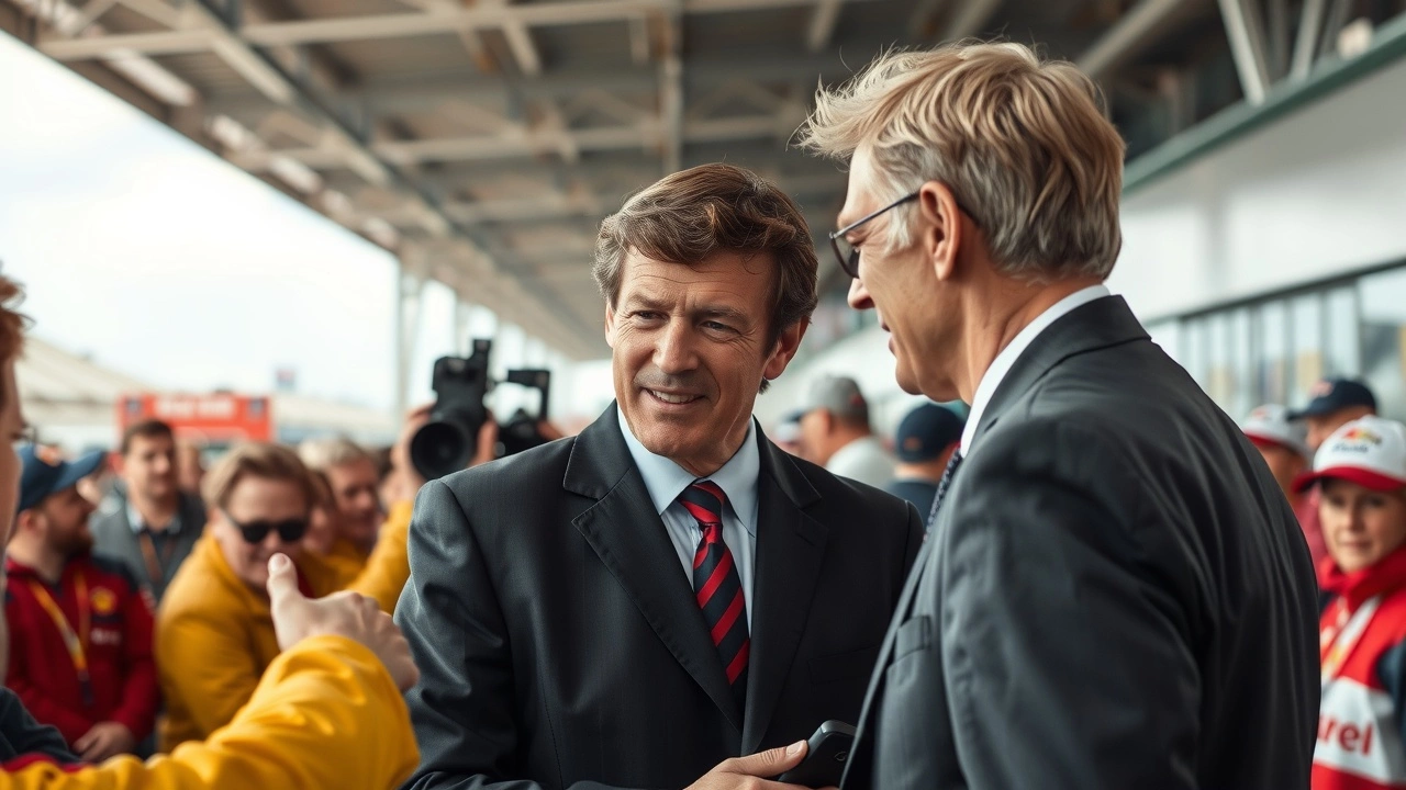 Alain Prost avec des fans de Formule 1