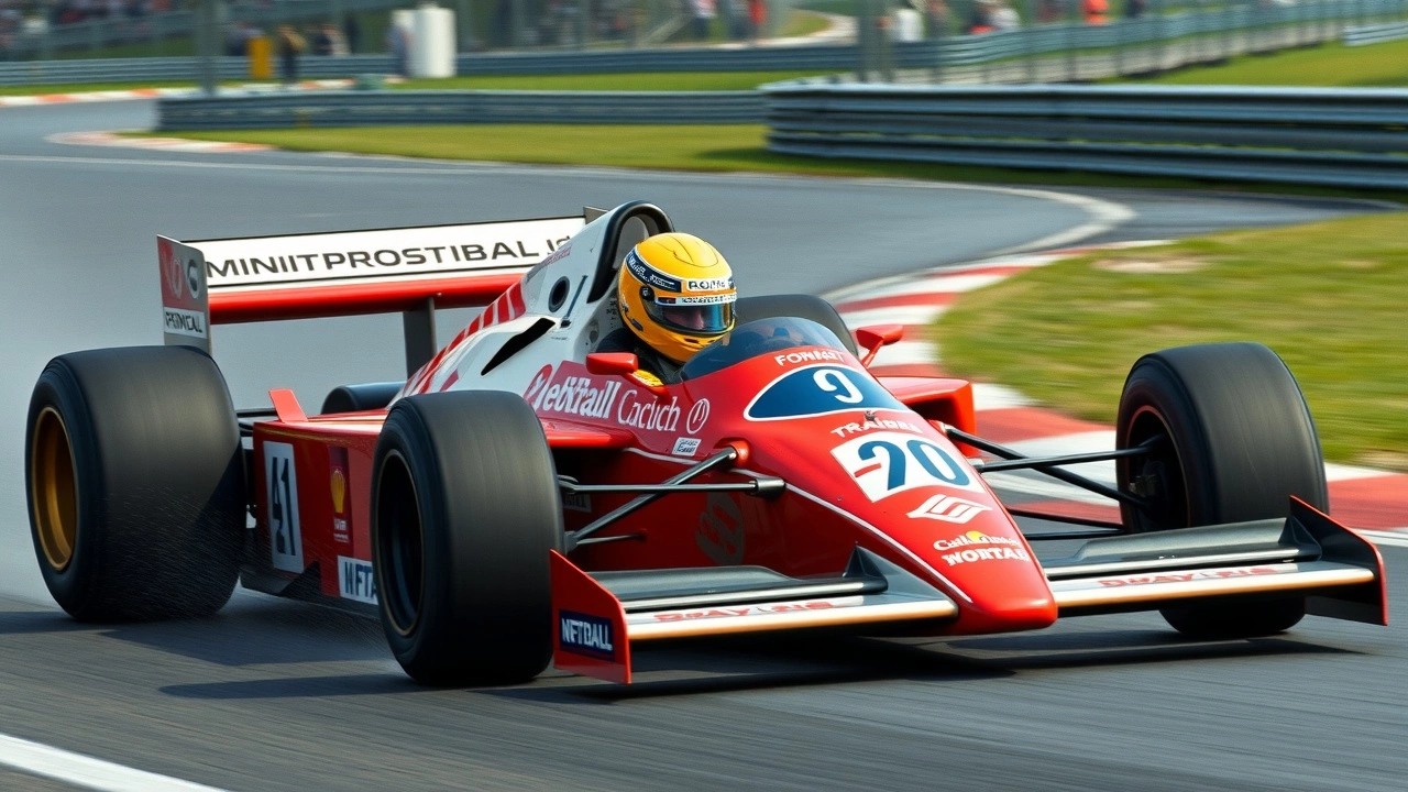 Alain Prost au volant d'une voiture de Formule 1
