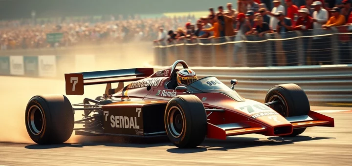 Ayrton Senna en action sur une piste de Formule 1, montrant courage et détermination.