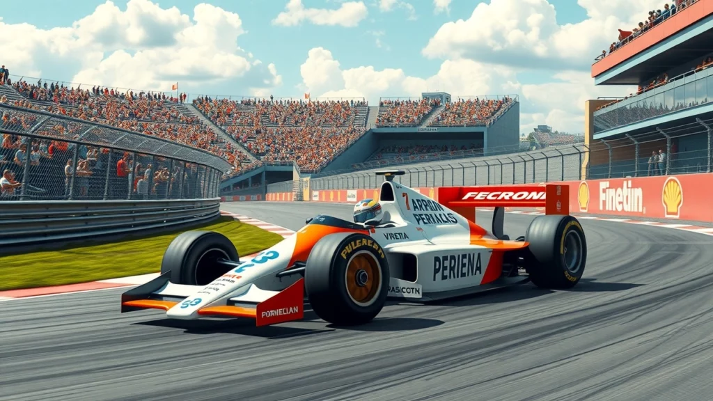 Une image illustrant la passion et l'énergie de la Formule 1, inspirée par Ayrton Senna.