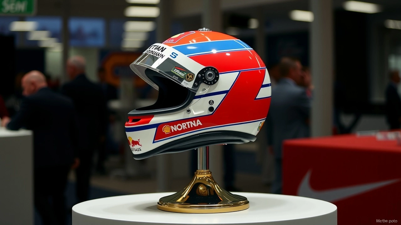 casque d Ayrton Senna sur un socle élégant