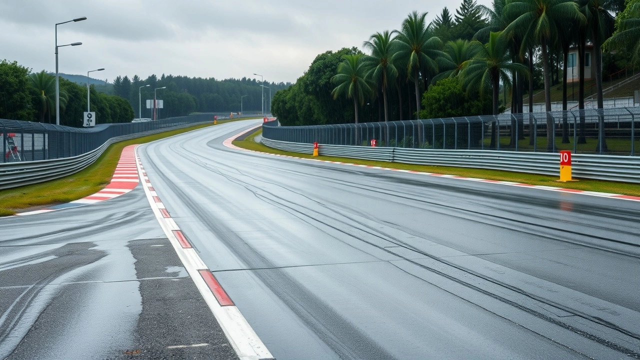 circuit d'imola sous la pluie avec asphalte mouille