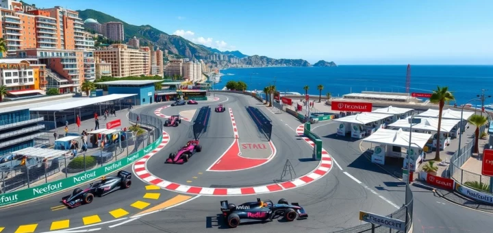 Une illustration photoréaliste du circuit de Monaco mettant en avant les nouveautés de sécurité pour 2025.
