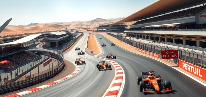 Une illustration des défis stratégiques du circuit de Bahreïn pendant les Grands Prix de Formule 1.