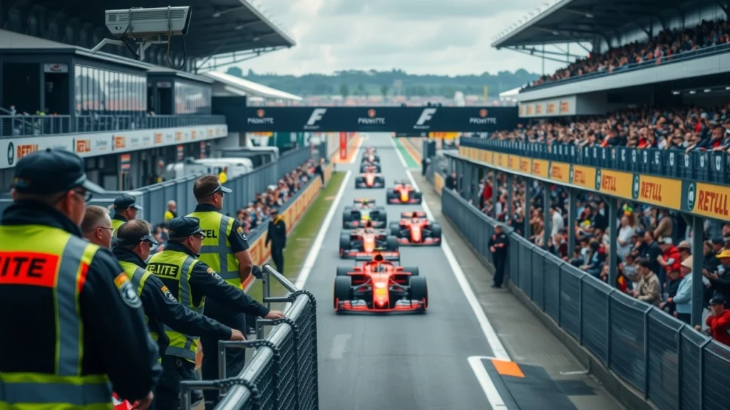 Illustration des enjeux de sécurité sur le circuit de Silverstone durant les Grands Prix de Formule 1.