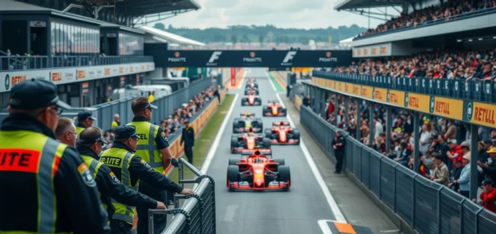 Illustration des enjeux de sécurité sur le circuit de Silverstone durant les Grands Prix de Formule 1.