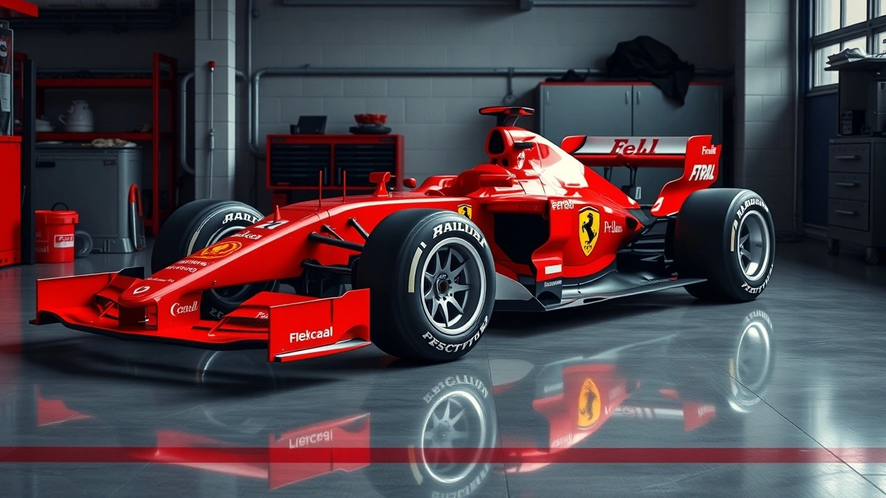 Ferrari F1 car dans un garage