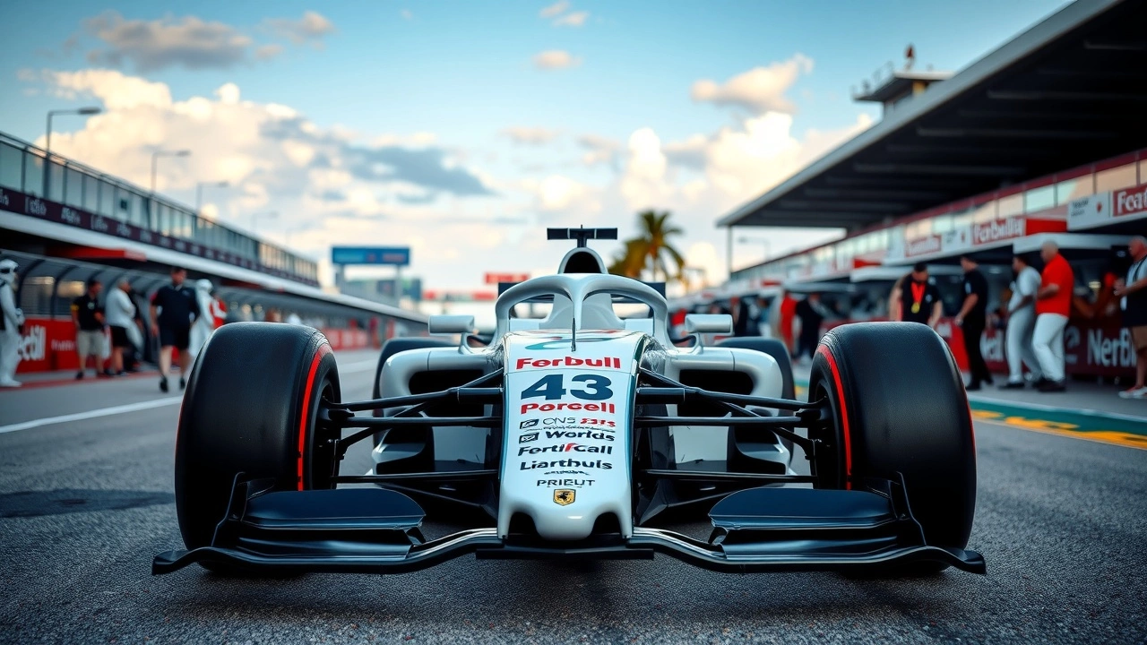 voiture de Formule 1 sur la grille de départ à Miami