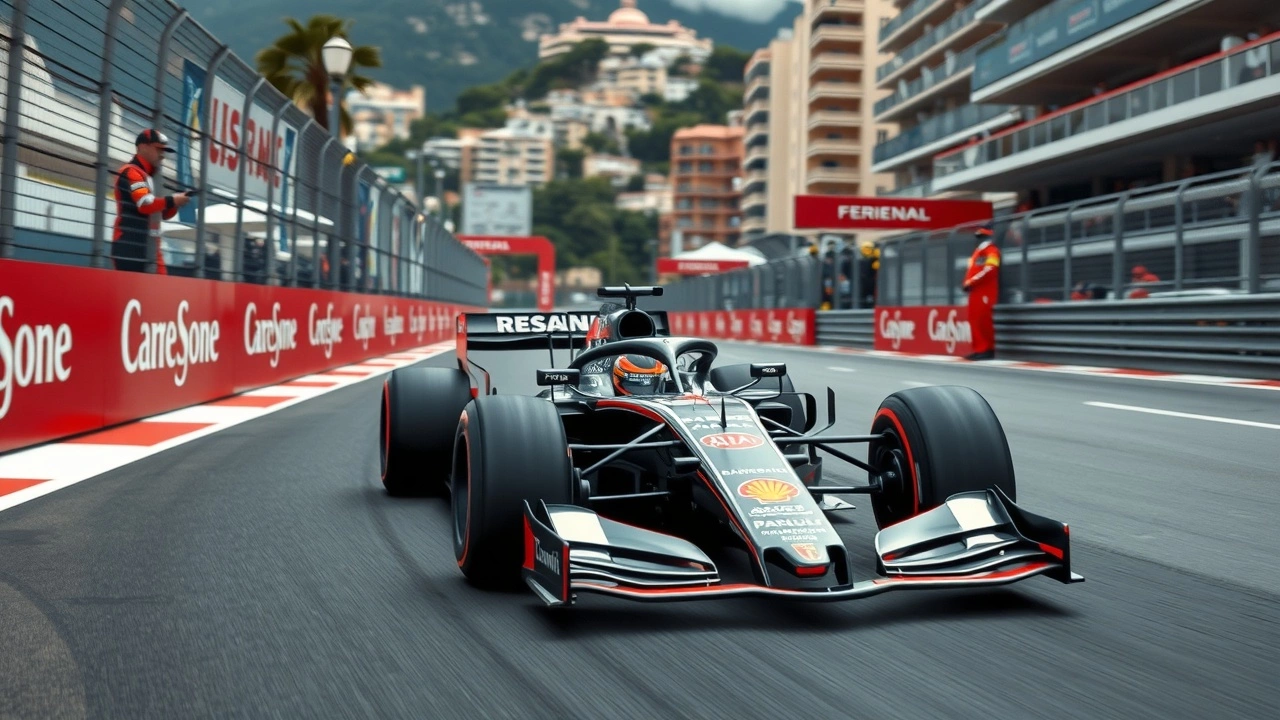 Voiture de F1 à Monaco avec équipements de sécurité