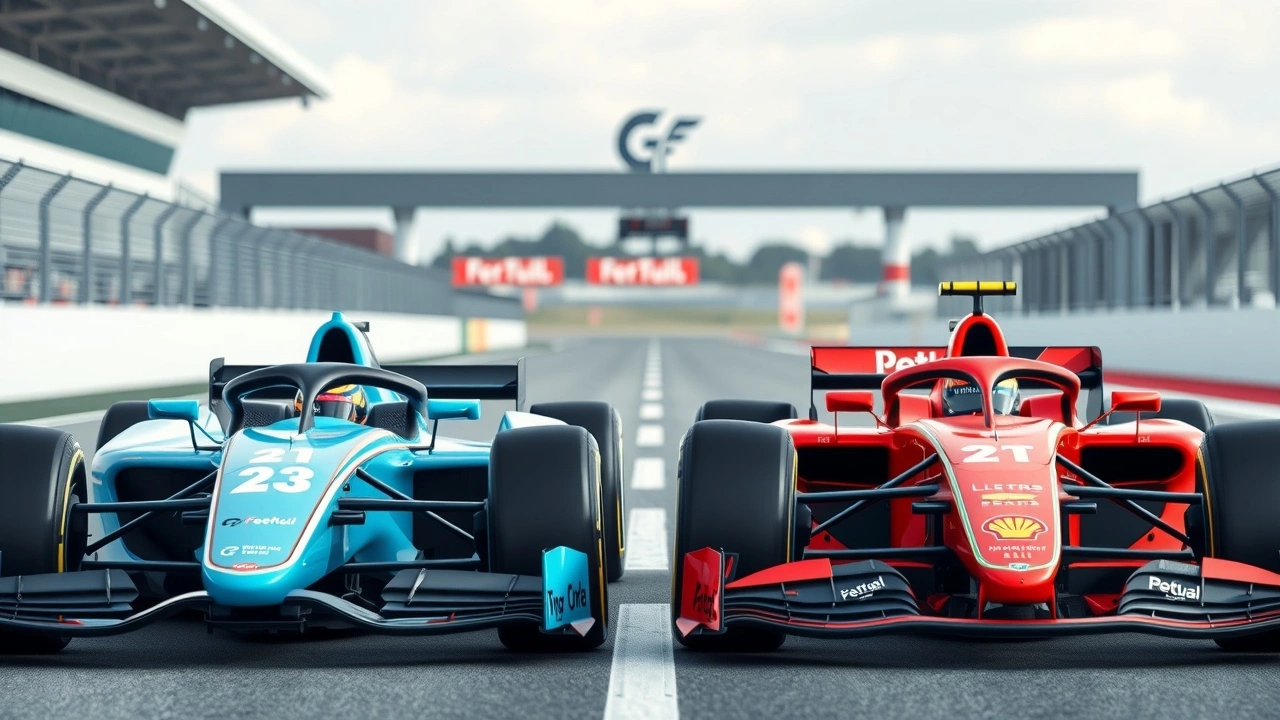 voiture de Formule E et Formule 1 sur circuit