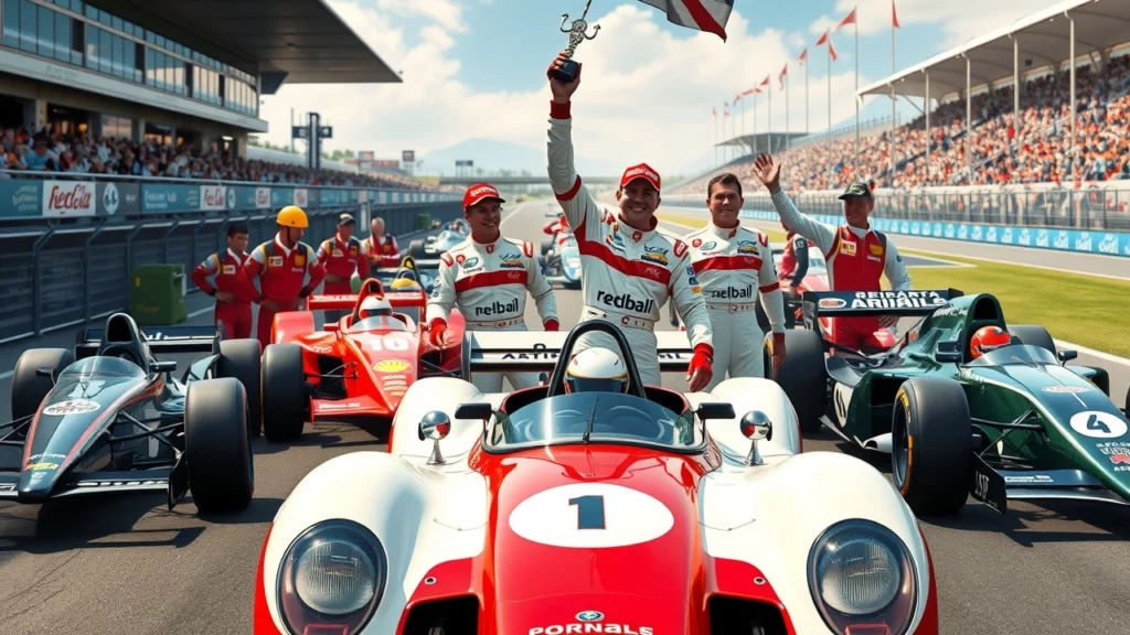 Une illustration du patrimoine des pilotes de F1 et de leurs écuries à travers les générations.