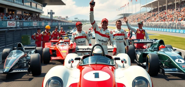 Une illustration du patrimoine des pilotes de F1 et de leurs écuries à travers les générations.