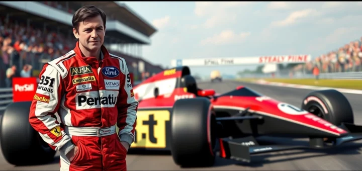 Une image photoréaliste d'un pilote de course, représentant l'héritage et l'influence sur la nouvelle génération.