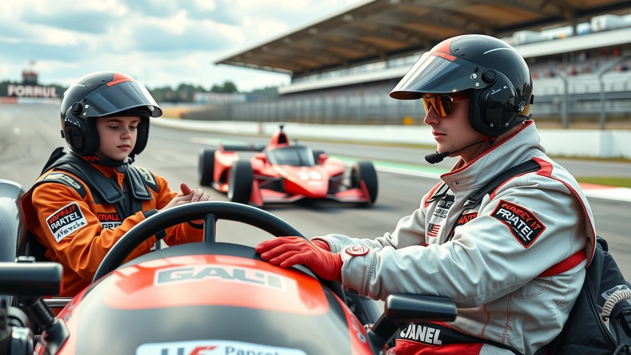 jeunes pilotes de course s'entraînant sur un circuit