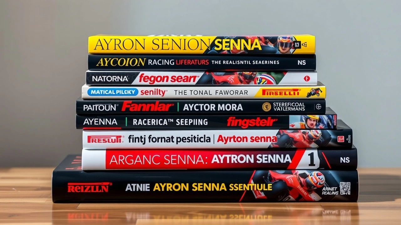 empilement de livres sur Ayrton Senna