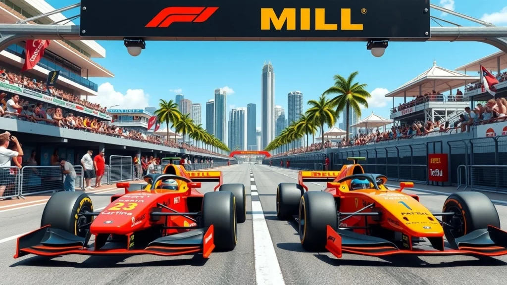 Max Verstappen et Lando Norris sur la grille de depart a Miami