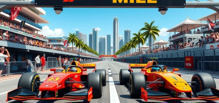 Max Verstappen et Lando Norris sur la grille de depart a Miami