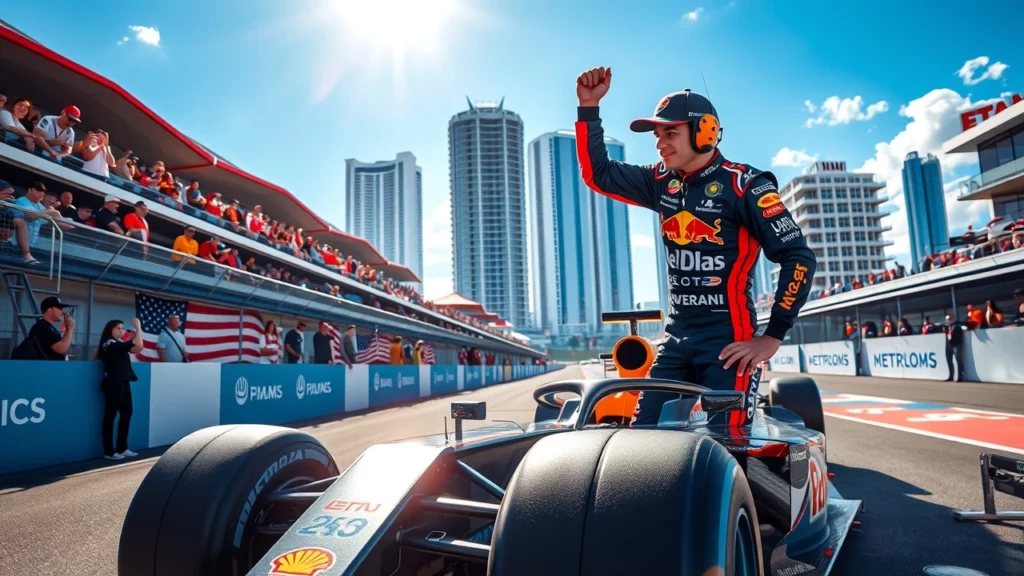 Max Verstappen célèbre sa pole position au Grand Prix de Miami 2025
