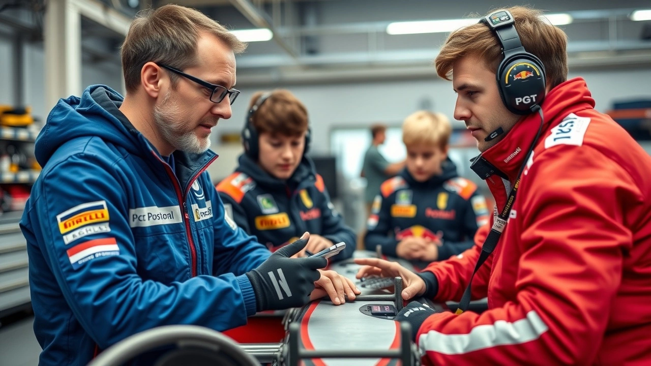 Nicolas Prost enseignant des jeunes pilotes de course