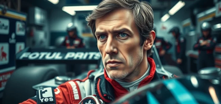 Portrait de Nicolas Prost en tenue de pilote de course, dans un environnement de sport automobile
