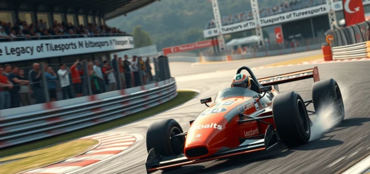 Une illustration photoréaliste de Nicolas Prost dans une voiture de course moderne, mettant en avant son impact dans le monde du sport automobile.