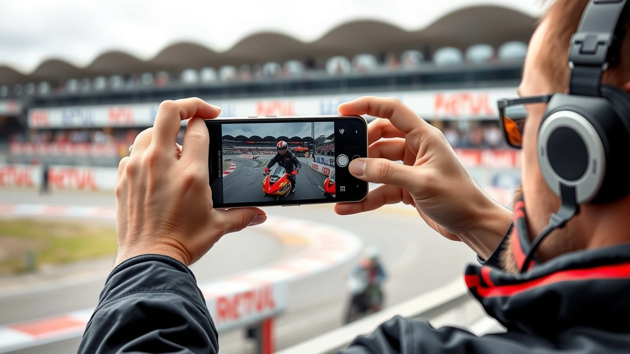 photographe capturant des voitures de course et des fans