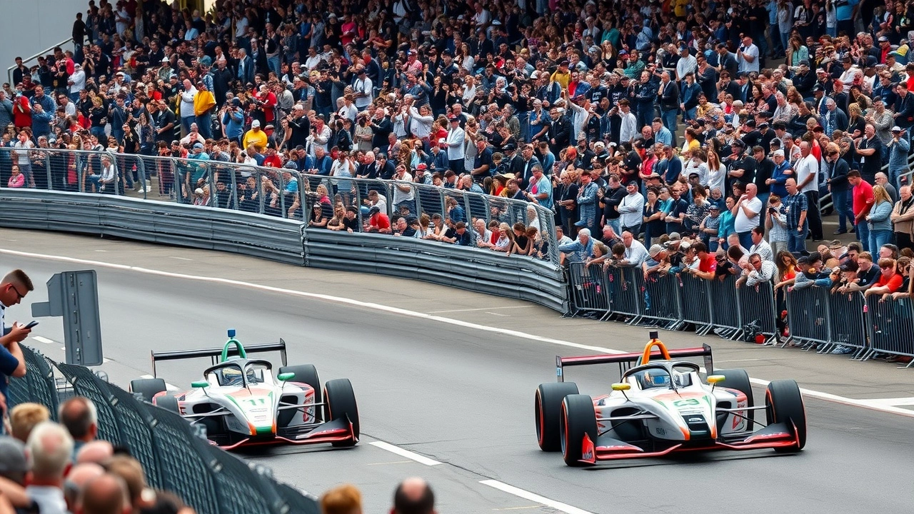 public regardant une course de voitures de Formule E