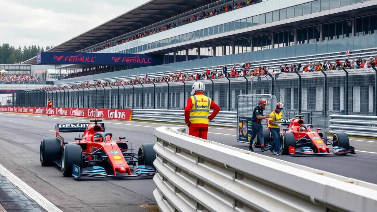 barriere de sécurité et equipe médicale en Formule 1