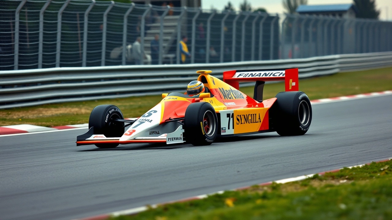 Voiture de course d'Ayrton Senna sur circuit