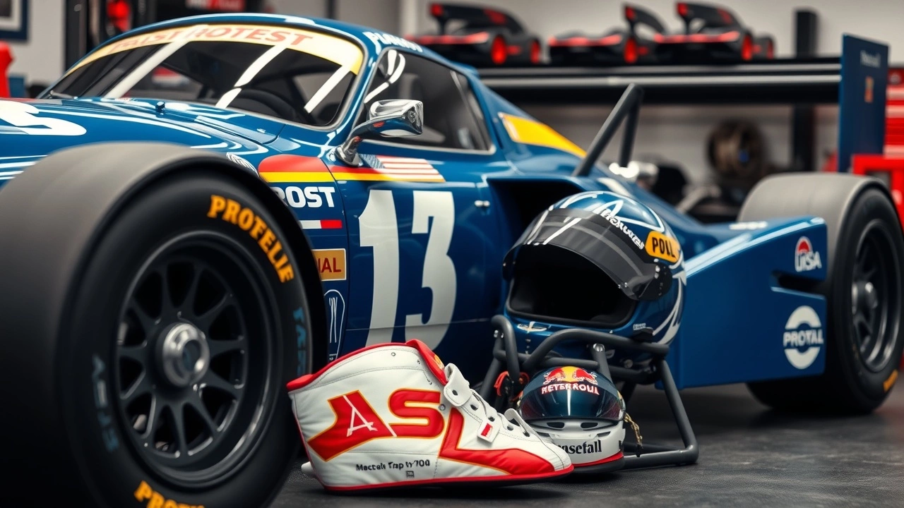 Voiture de course avec equipement de Nicolas Prost