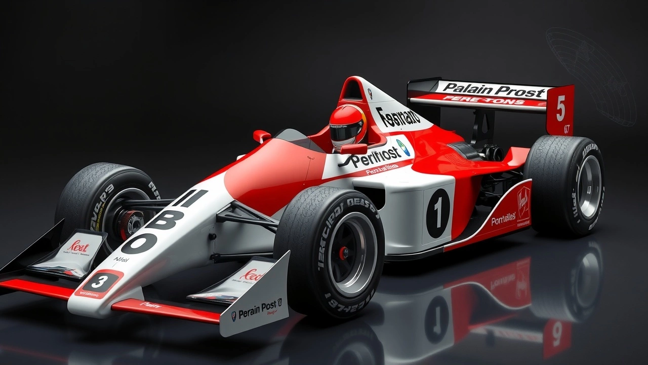 voiture de Formule 1 d'Alain Prost avec innovations techniques