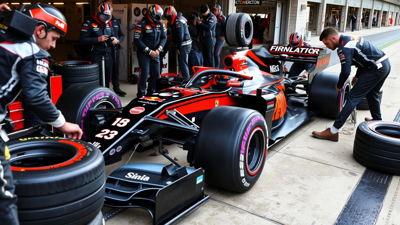voiture de Formule 1 en arrêt au stand